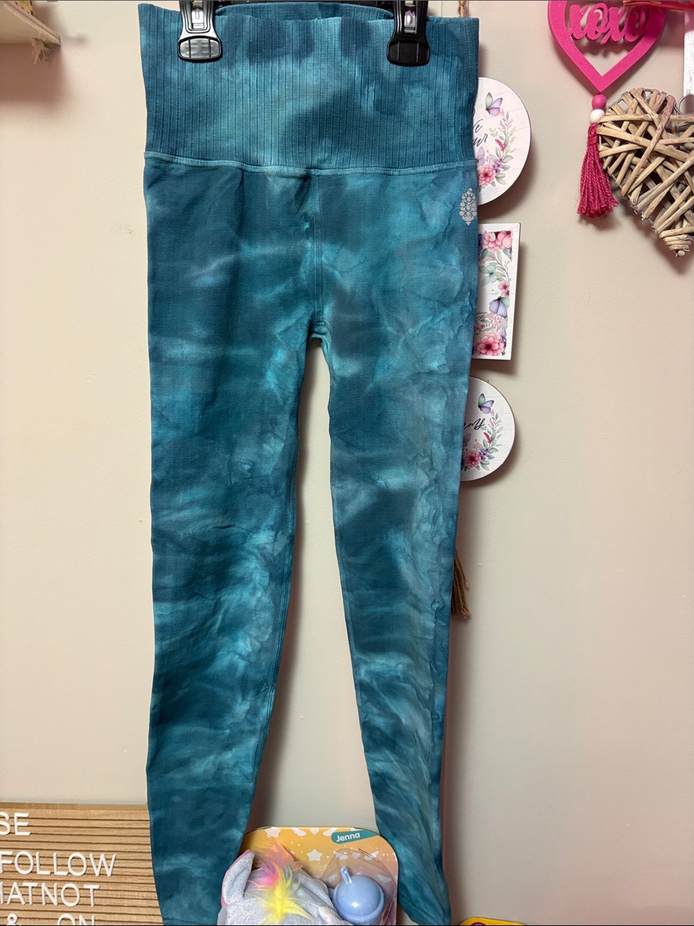 FP Movement by Free People Teal Tie-Dye High-Waist Leggings